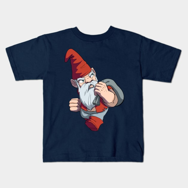 Grumpy Gnome in Bright Red Kids T-Shirt by PaperRain